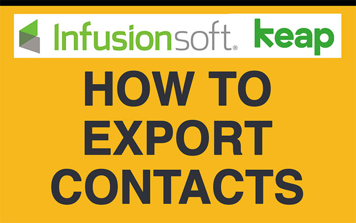 InfusionSoft Basics: How to Export Contacts
